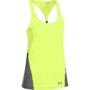 UNDER ARMOUR Yellow Gray ArmourVent Moxey Active‎ Fitted Gym Tank Top Size Large